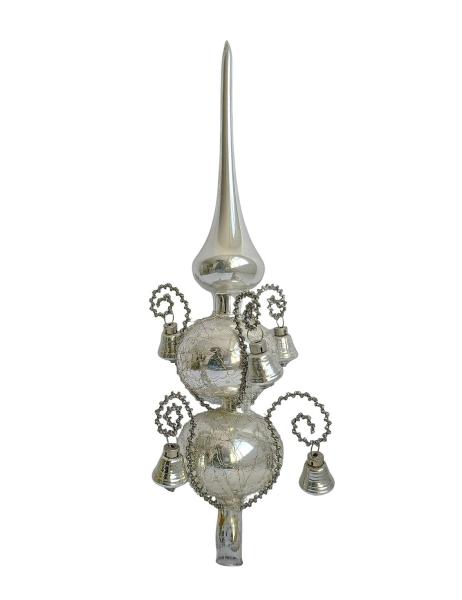 Antike Christbaumspitze mit Draht und Glöckchen um 1950