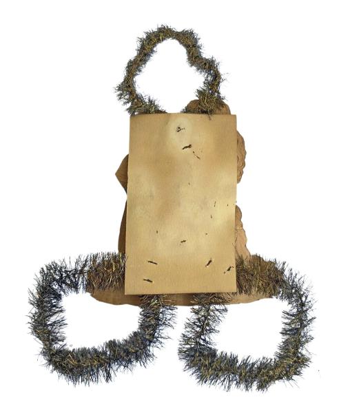 Tinselornament mit Engel Oblate um 1920