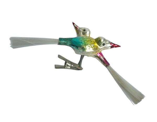 Alter Christbaumschmuck, paar Vögel auf Zwicker