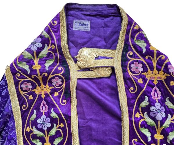 Antiker Rauchmantel - Chormantel, Messgewand, Vespermantel, Pluviale, Ornat um 1900