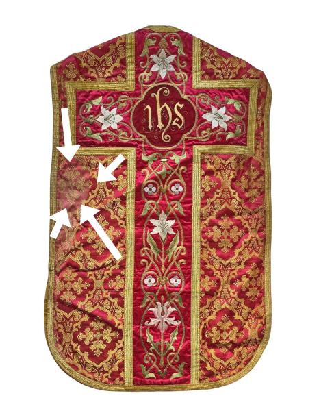 Weinrote Kasel, Ornat, Messgewand, Vestment, Pluviale um 1900
