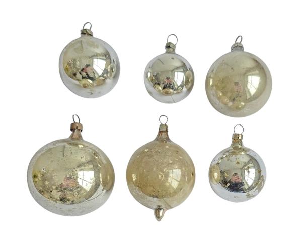 6 Lauscha Reflexkugeln, um 1920