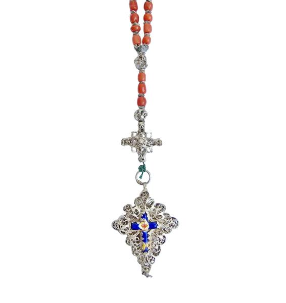Rosary filigree / cross with enamel, 19th century