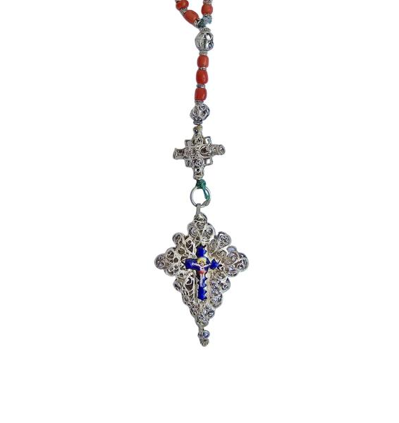 Rosary filigree / cross with enamel, 19th century