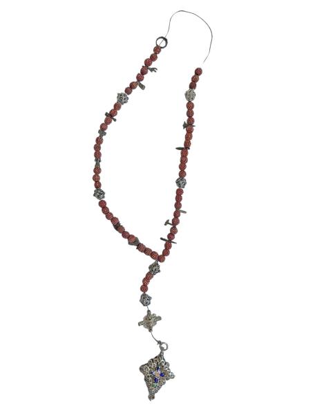 Rosary filigree made of silver / cross with enamel, 19th century