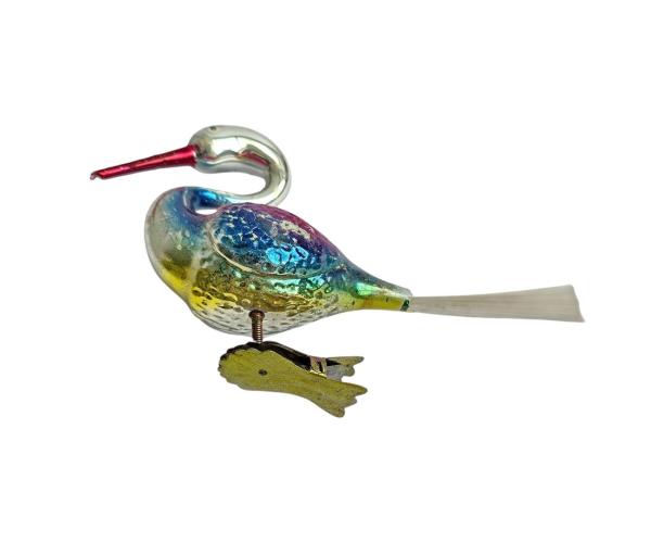 Glasornament,  Schwan / Vogel auf Zwicker, 50er Jahre