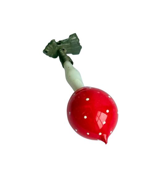 Antiker Christbaumschmuck, Lauscha Fliegenpilz auf Zwicker um 1930