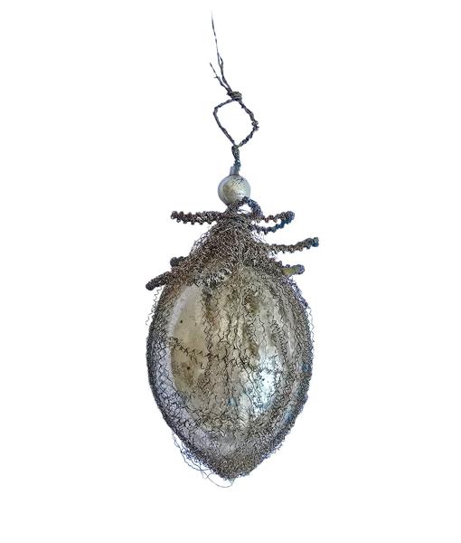 Antique wire wrapped kugel, Lauscha around 1900