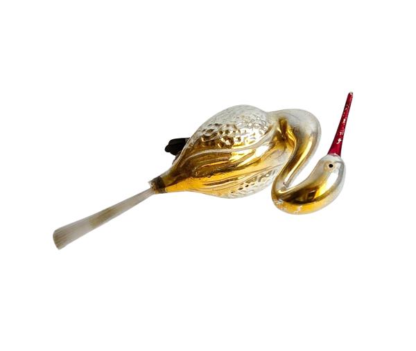 Glasornament,  Schwan / Vogel auf Zwicker, 50er Jahre