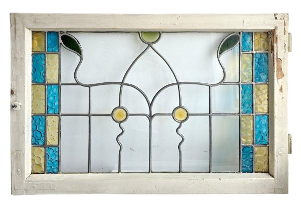 Antikes Holzfenster Original mit Buntglas/Bleiglas um 1900