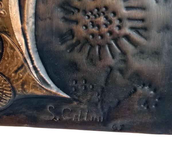 Mid century Kupfer Relief, S. Cellini, Madonna mit Kind