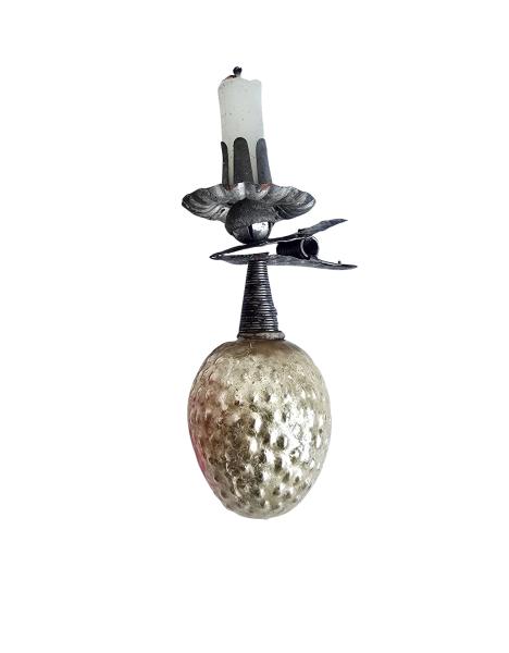 Candle Holder with  glass ornament strawberry, around 1920