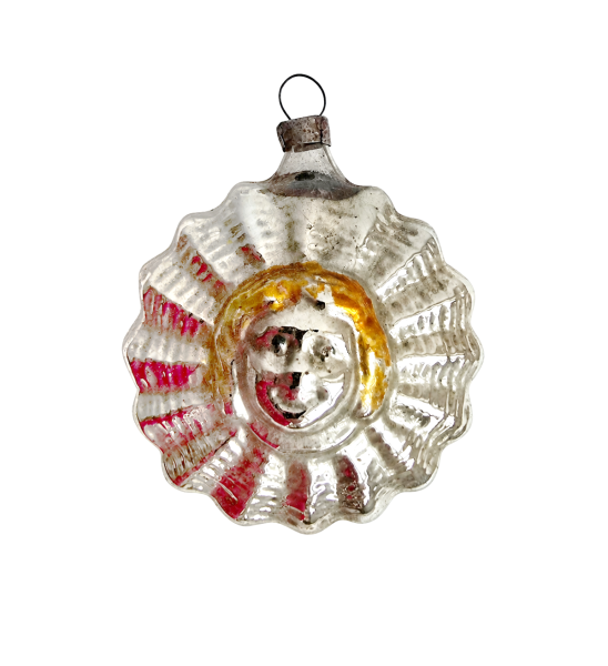 Seltene Lauschaer Christbaumkugel mit Engel, um 1920