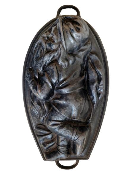 Antique cast iron baking pan, Dwarf / Gnome around 1920