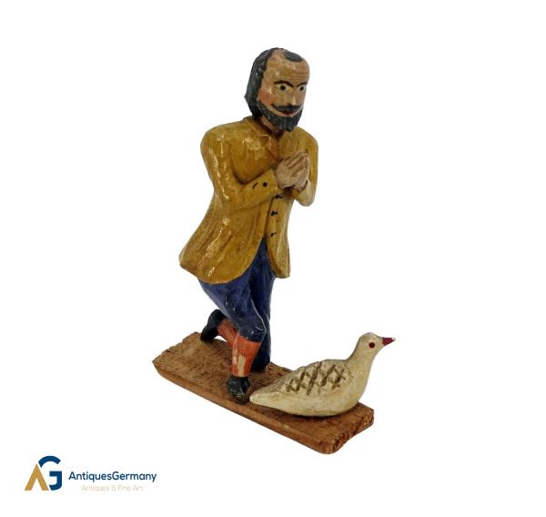 Krippenfigur Gabenbringer mit Ente, ~ 1900