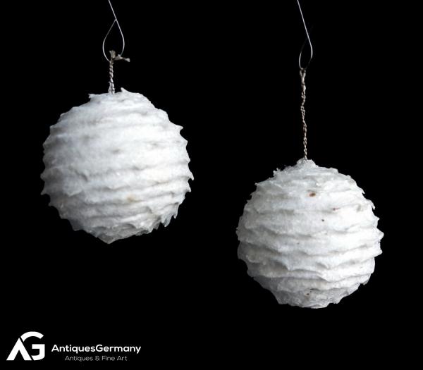 2 Spun cotton Snowballs, ca. 1900