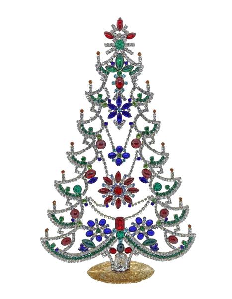 Free standing vintage rhinestone Christmas tree - Prong Set Stones, 33 cm