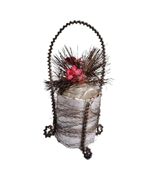 Wire wrapped flower basket ~ 1920