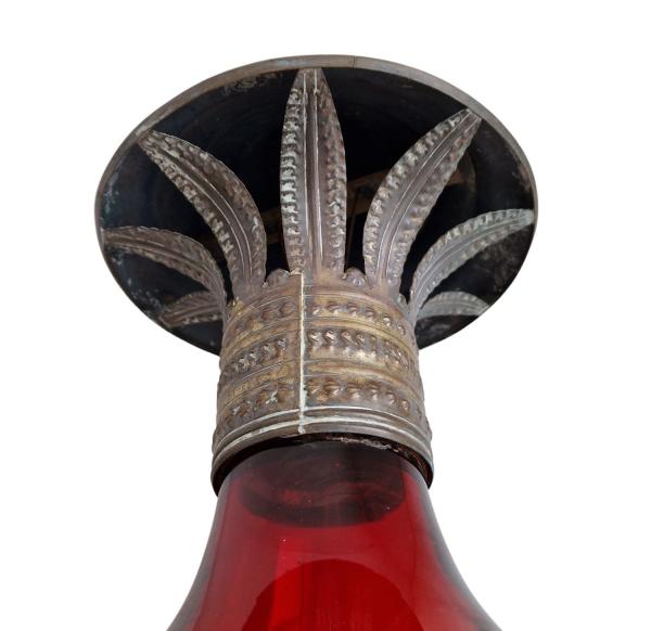Biedermeier Lantern, blown red glass, ~ 1850