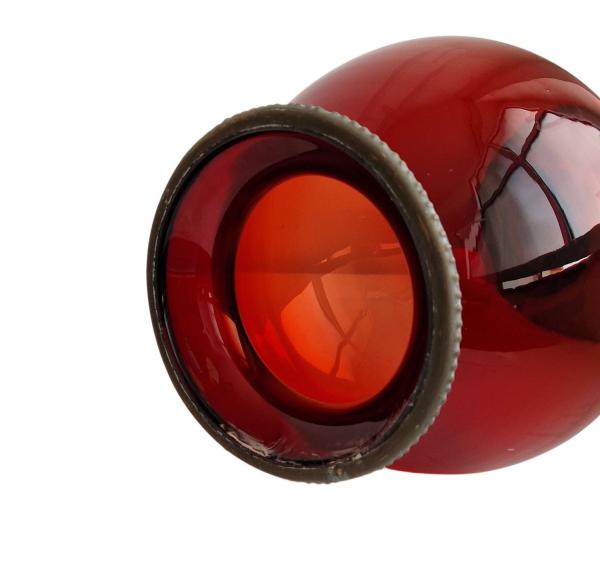 Biedermeier Lantern, blown red glass, ~ 1850