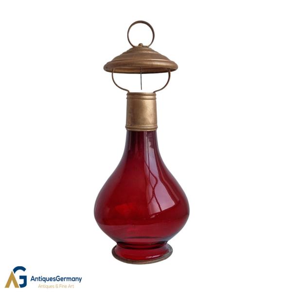 Biedermeier Laterne aus Glas, ~ 1850