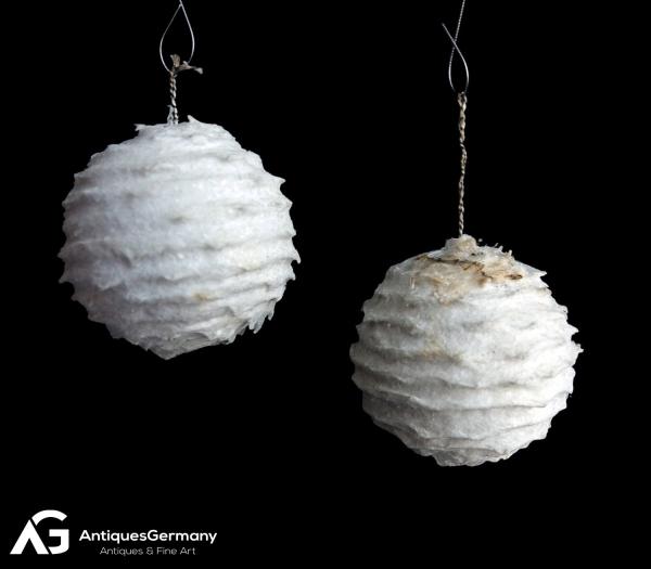 2 Spun cotton Snowballs, ca. 1900