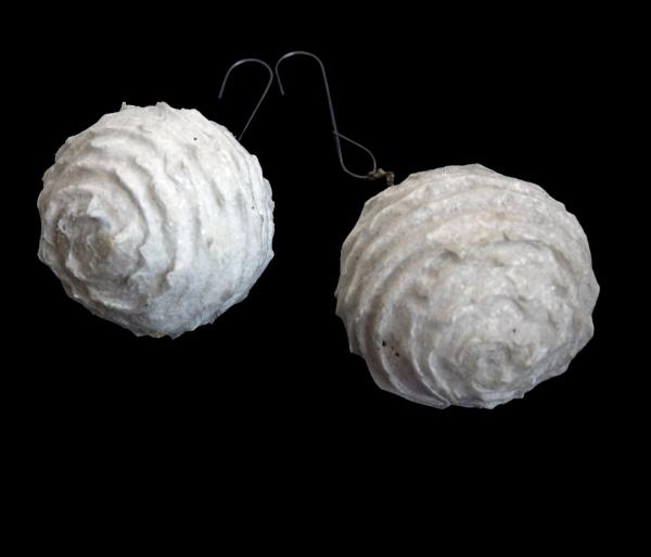 2 Spun cotton Snowballs, ca. 1900