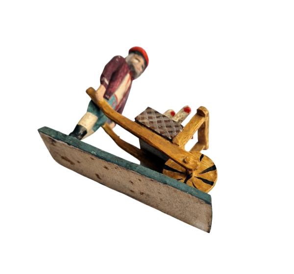 Krippenfigur Gabenbringer mit Hühner