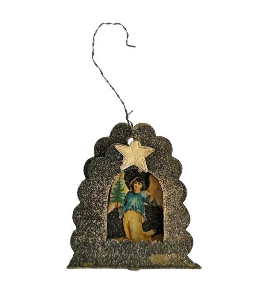 Beglimmertes Ornament mit Engel Oblate ~ 1930
