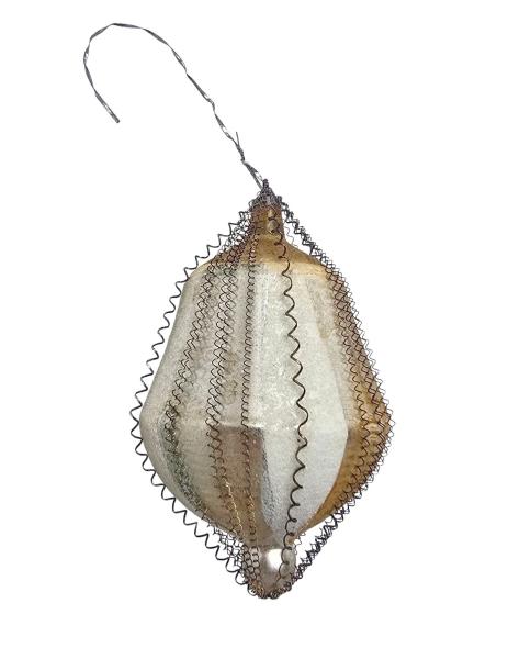 Antique wire wrapped kugel, Lauscha around 1920