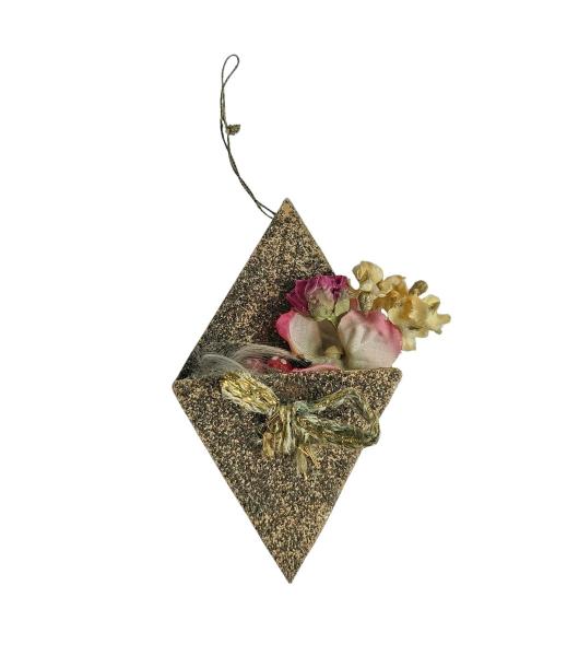 Blumenampel aus Karton, beglimmert, um 1920