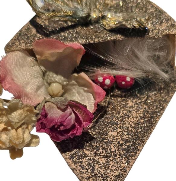 Blumenampel aus Karton, beglimmert, um 1920