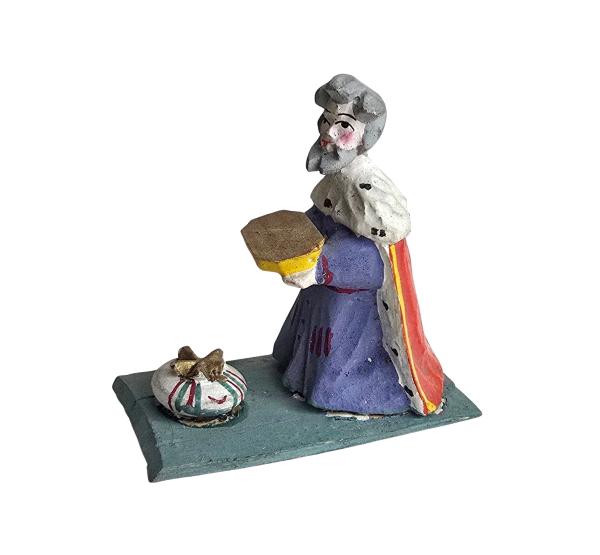 Grulicher Krippenfigur, König Melchior um 1920  (7 cm)
