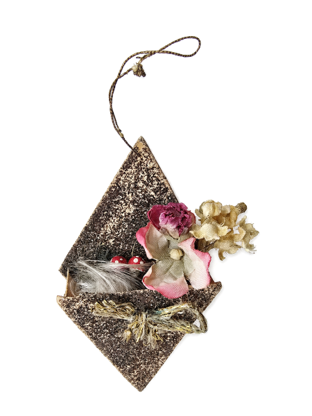 Blumenampel aus Karton, beglimmert, um 1920