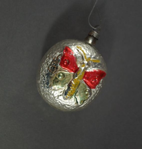 Lauscha Kugel mit Schmetterling ~ 1910