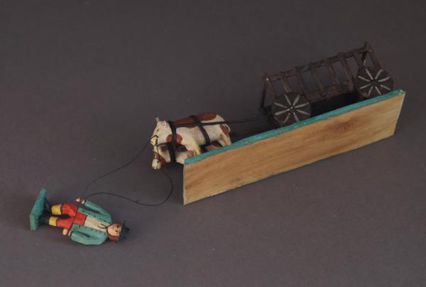 Grulicher Krippenfigur " Bauer mit Ochsenfuhrwerk " (5 cm)