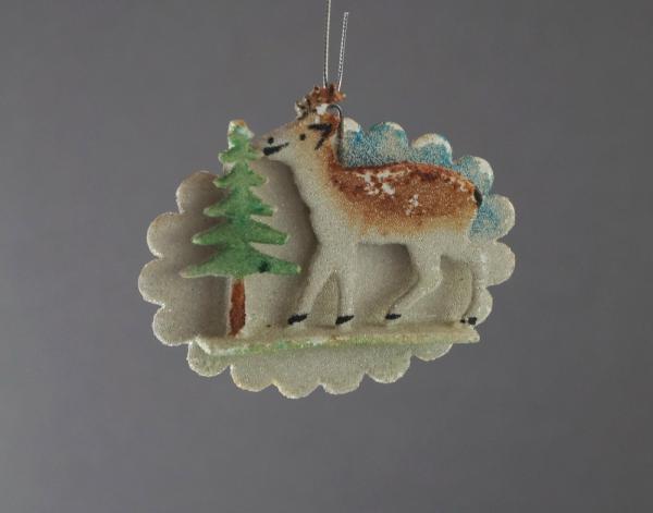 Cardboard ornament with deer, ca. 1930
