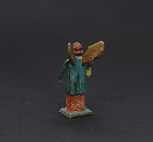 Grulicher Krippenfigur " Gabenbringer Engel mit Korb Früchten ", (5 cm)