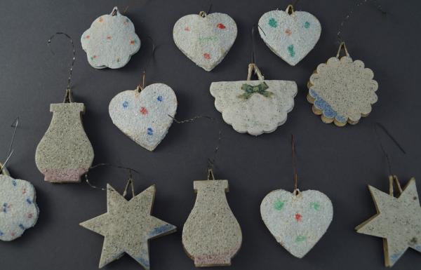 12 Cardboard ornaments, ca. 1930