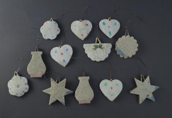12 Cardboard ornaments, ca. 1930