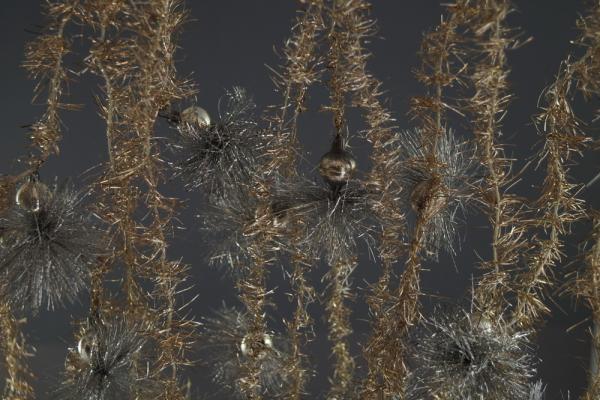 4 Stück alter goldfarbener Tinsel mit silbernen Glaskugeln, ca. 500 cm