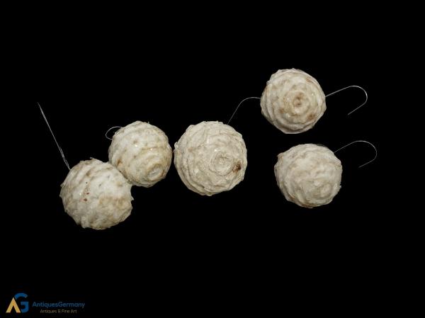 5 Spun cotton Snowballs, ca. 1900
