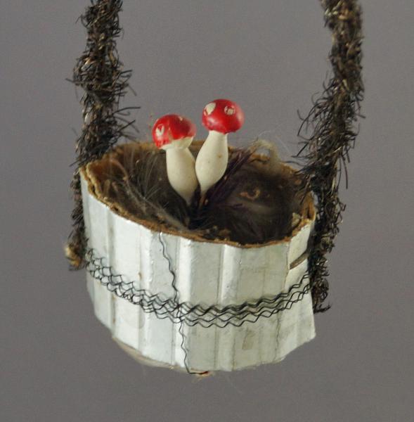 Wire wrapped cardboard basket ~ 1920