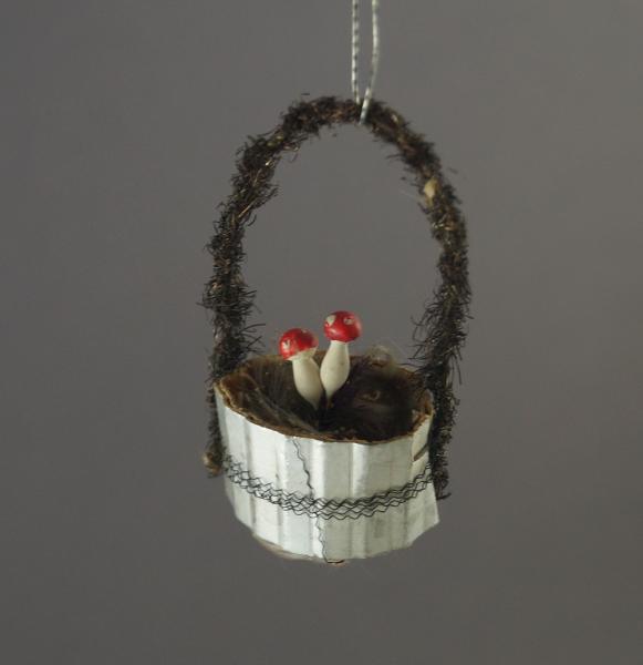 Wire wrapped cardboard basket ~ 1920