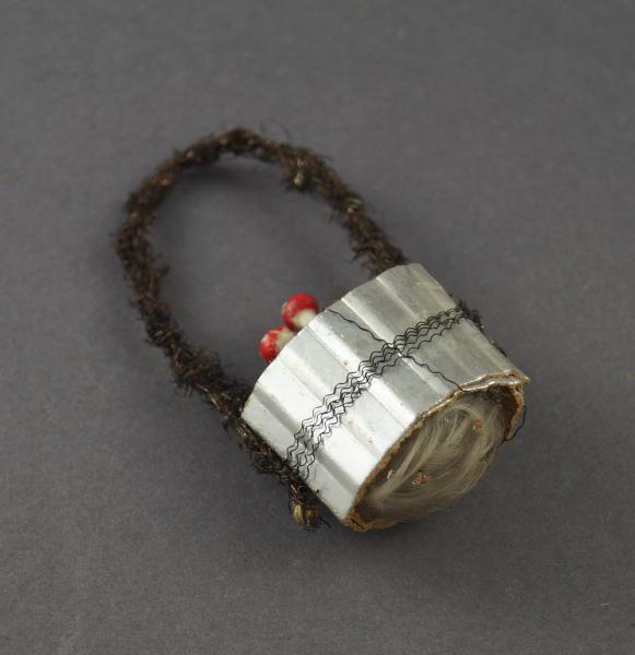 Wire wrapped cardboard basket ~ 1920