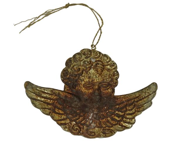 Engel aus geprägtem Blech, vergoldet, 1900