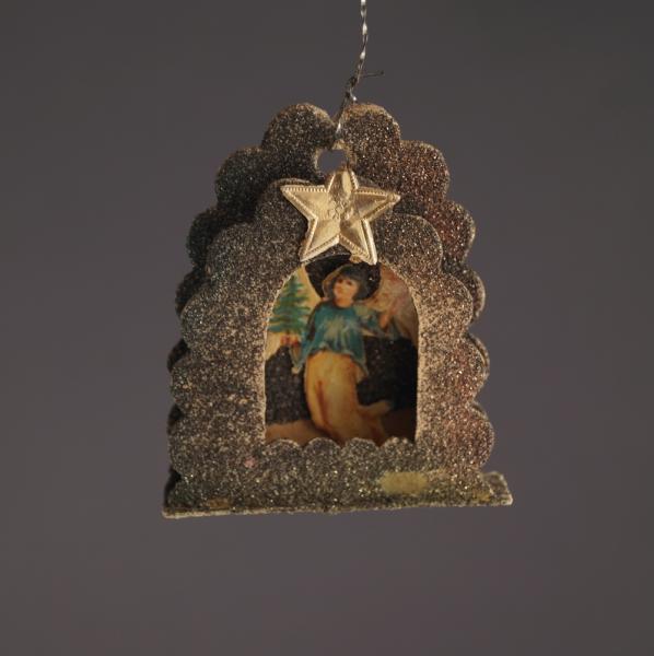 Beglimmertes Ornament mit Engel Oblate ~ 1930