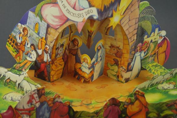 Cardboard Pop-up Nativity Scene  ~ 1970