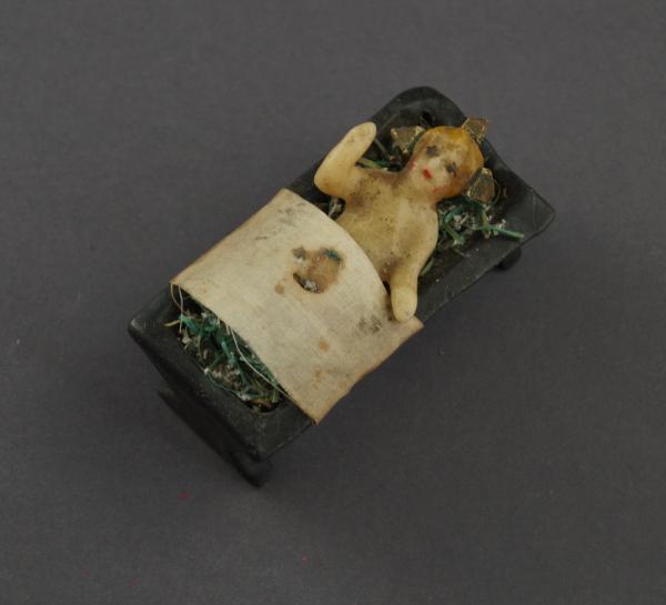 Krippe mit Baby Jesus, ende 19. Jahrhundert - Wachs