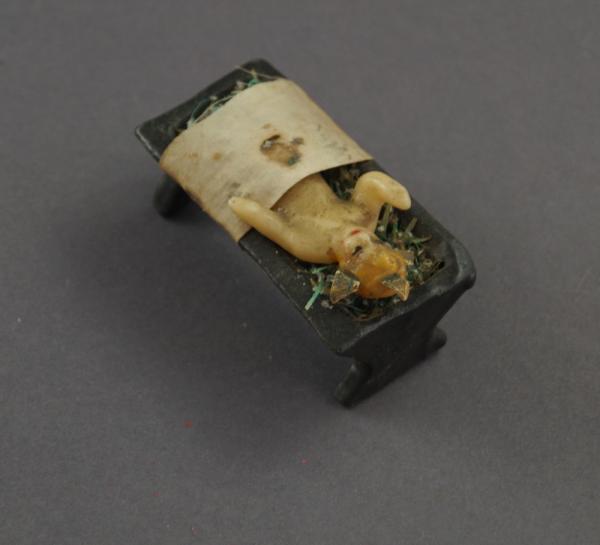 Krippe mit Baby Jesus, ende 19. Jahrhundert - Wachs
